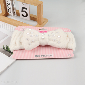 New Product Bowknot Makeup Headband Elastic Fluffy Shower Headband