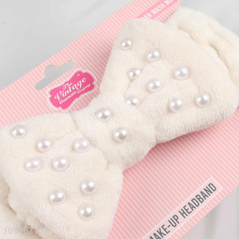 New Product Bowknot Makeup Headband Elastic Fluffy Shower Headband