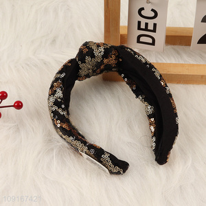 High Quality Sequin Knotted Headbands Glitter Hair Accessories for Women