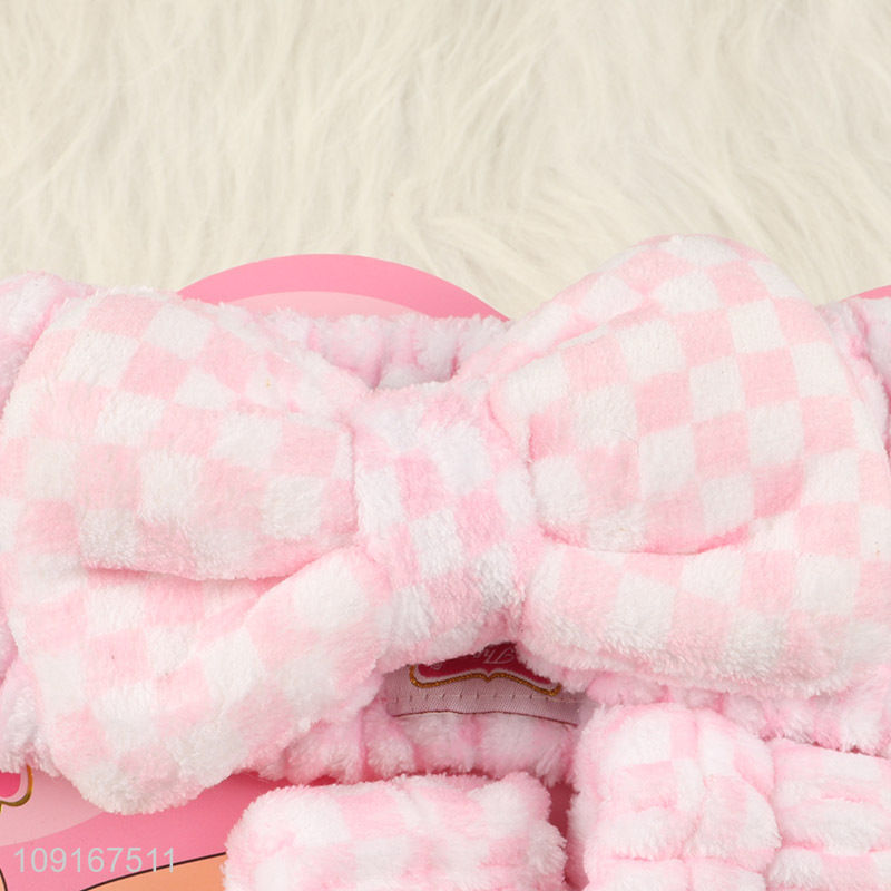 Good Quality 3PCS Spa Headband and Wristband Set for Washing Face & Skin Care