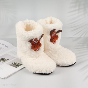 Hot Selling Women's Fleece House Slipper Boots Anti-Slip Indoor House Booties