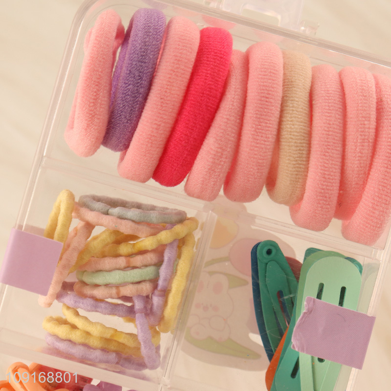 Good price candy color hair rope hair band hiar accessories hair clips set