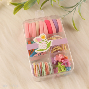 Good price candy color hair rope hair band hiar accessories hair clips set