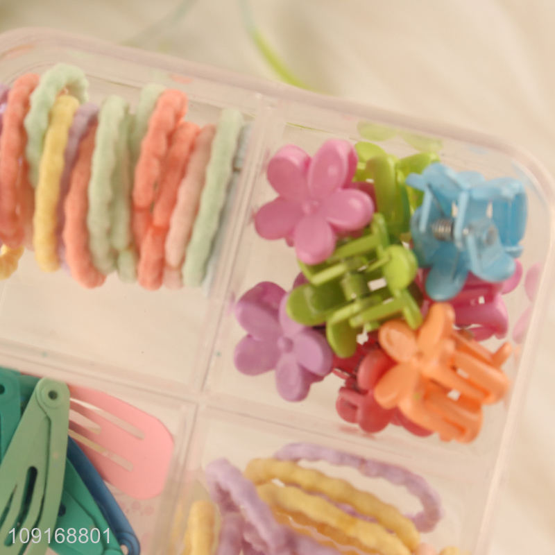 Good price candy color hair rope hair band hiar accessories hair clips set