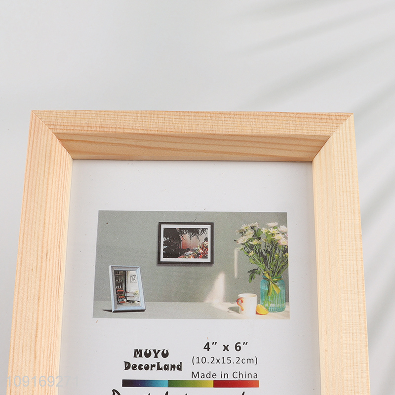 Hot Selling 4X6 Inch Solid Wood Picture Frame for Wall Hanging Tabletop Display