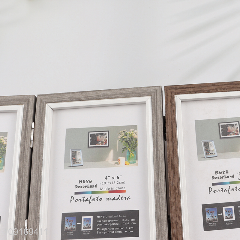 China Imports 4X6 Inch Triple Hinged Picture Frames Triptych Photo Frames