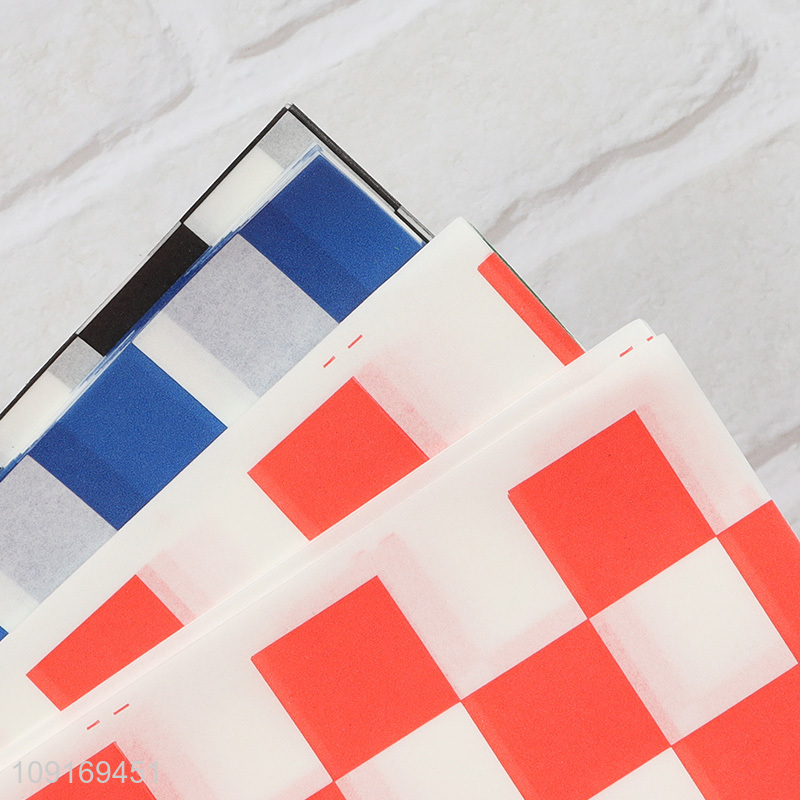 Wholesale Grease Proof Paper Plaid Printing Waterproof Oil Proof Paper Sheets
