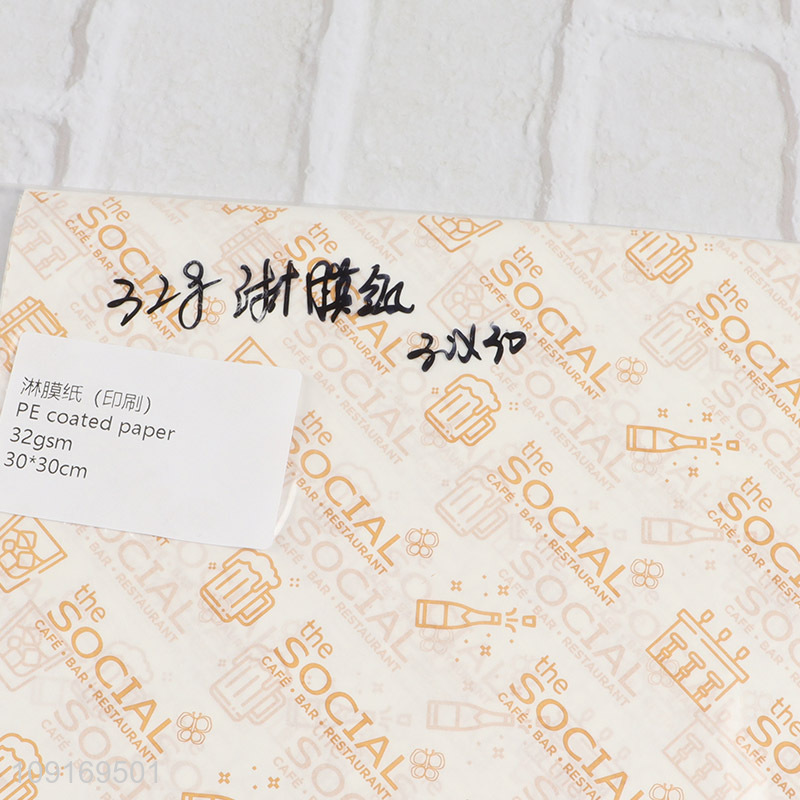 Wholesale 500PCS PE Coated Paper Sheets Food Wrapping Paper Sandwich Wrapping Paper