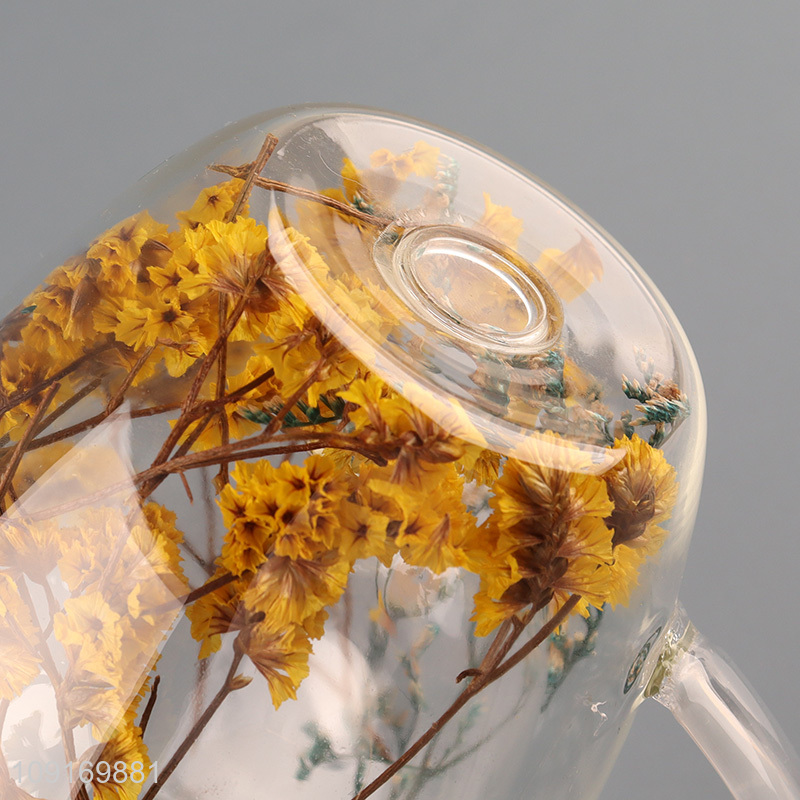 New arrival dried flower glass water cup drinking cup for sale