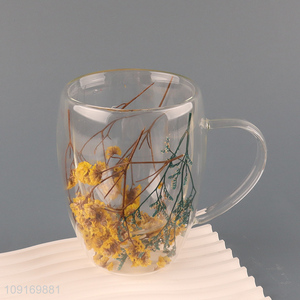New arrival dried flower glass water cup drinking cup for sale