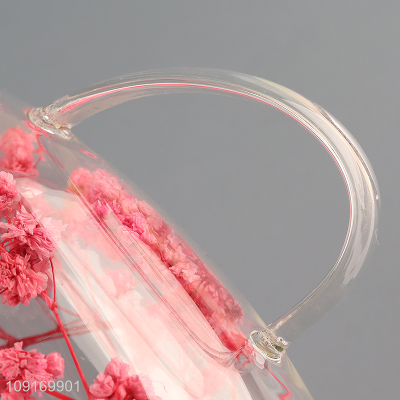 Good quality double wall dried flower glass water cup for sale