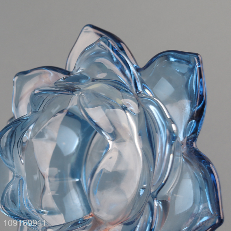 Good selling lotus shape glass candle holder for home decor