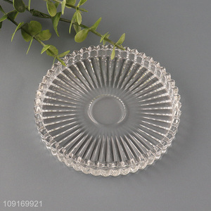 Low price round clear home decor glass candle holder