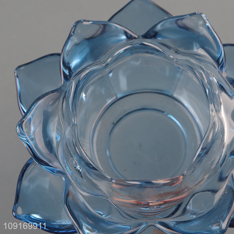 Good selling lotus shape glass candle holder for home decor