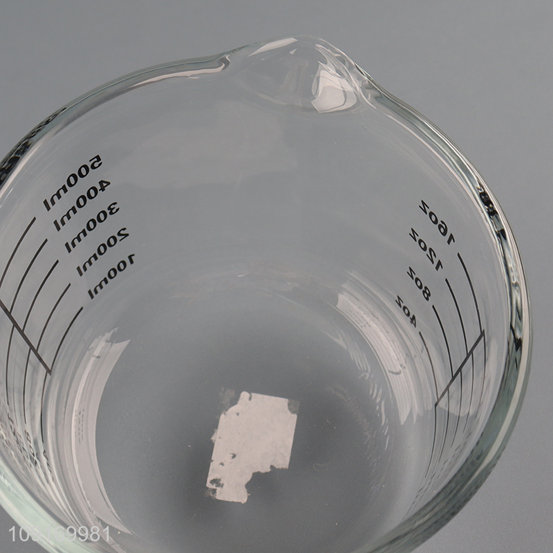 Top selling 500ml clear home kitchen measuring cup with handle