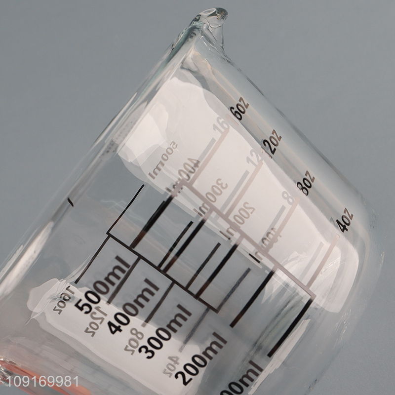 Top selling 500ml clear home kitchen measuring cup with handle