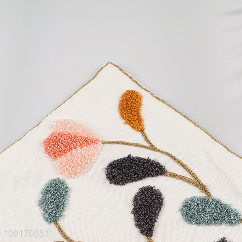 New Product 100% Cotton Embroidered Pillow Covers Decorative Square Cushion Cases