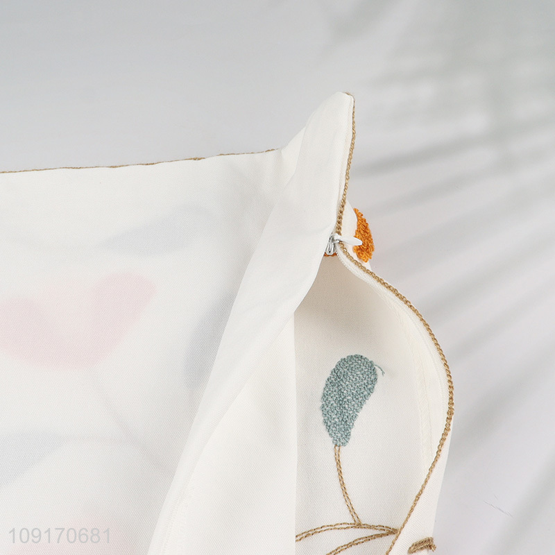New Product 100% Cotton Embroidered Pillow Covers Decorative Square Cushion Cases