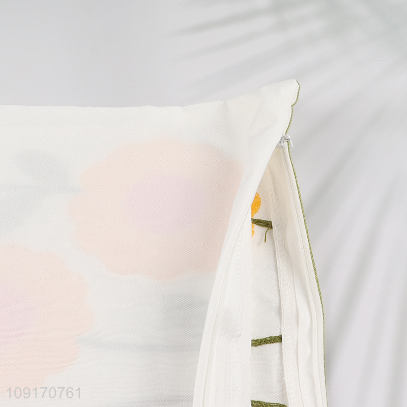 Hot Selling Embroidered Pillow Covers Square Cotton Tufted Throw Pillow Cases