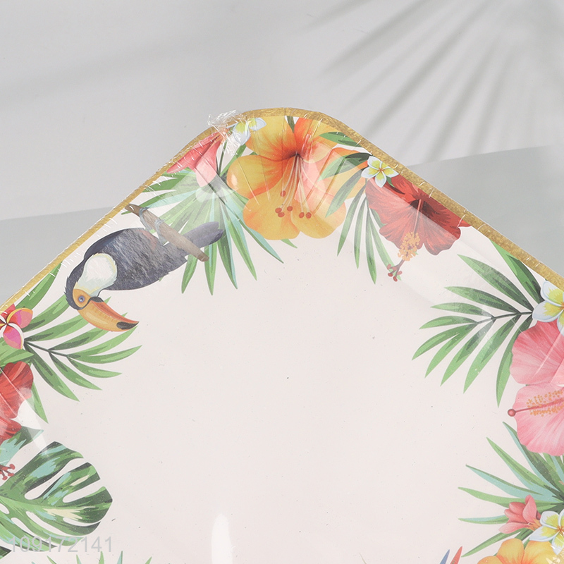 Factory Supply 10 Pieces Hawaiian Luau Paper Plates Disposable Paper Plates