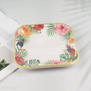 Factory Supply 10 Pieces Hawaiian Luau Paper Plates Disposable Paper Plates