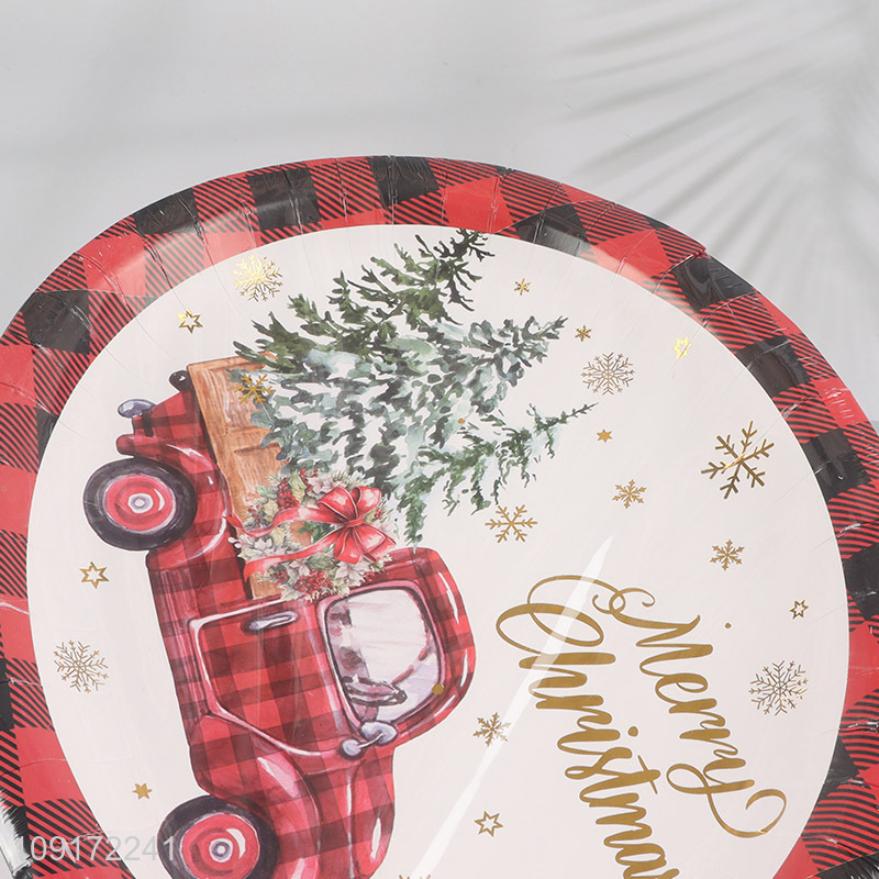 Factory Supply 30 Pieces Christmas Paper Plates Disposable Paper Cake Plates