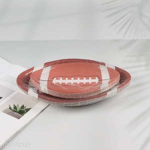 Factory Price 20 Pieces Disposable Footabll Paper Plates Football Party Supplies