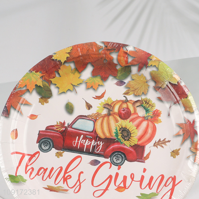 Hot Selling 20 Pieces Thanksgiving Party Plates Disposable Paper Desserts Plates