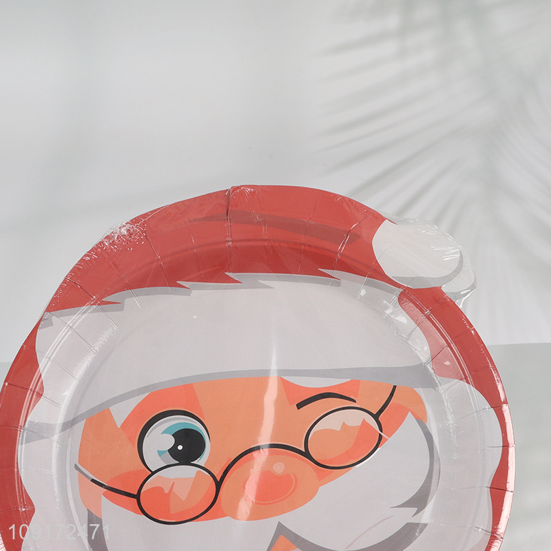 New Arrival 20 Pieces Christmas Paper Plates Disposable Santa Plates Desserts Plates