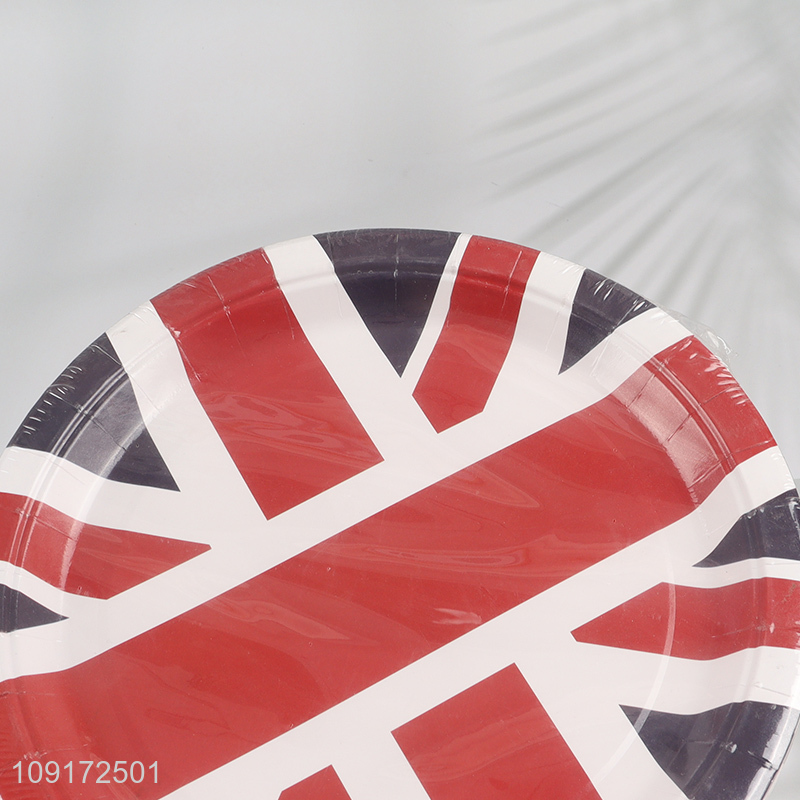 New Product 20 Pieces British Flag Paper Plates Disposable Paper Dessert Plates