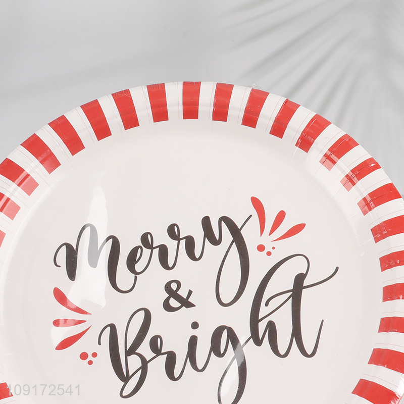 Factory Supply 20 Pieces Christmas Paper Plates Disposable Party Dinner Plates
