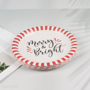 Factory Supply 20 Pieces Christmas Paper Plates Disposable Party Dinner Plates