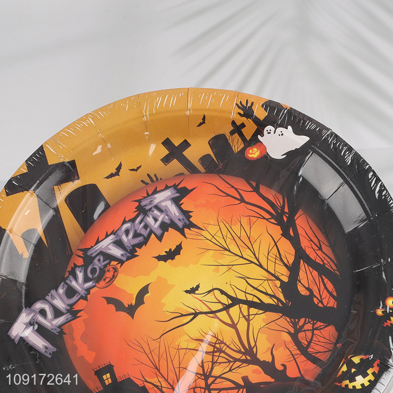Factory Supply 20 Pieces Halloween Party Paper Plates Disposable Dinner Plates