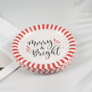 Good Quality 10 Pieces Christmas Paper Plates Disposable Xmas Party Paper Plates