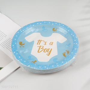 High Quality 20 Pieces Boy Baby Shower Plates Disposable Paper Desserts Plates