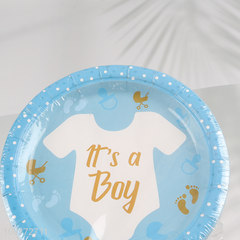 High Quality 20 Pieces Boy Baby Shower Plates Disposable Paper Desserts Plates