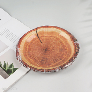 Low Price 10 Pieces Wood Grain Slice Paper Plates Disposable Paper Desserts Plates