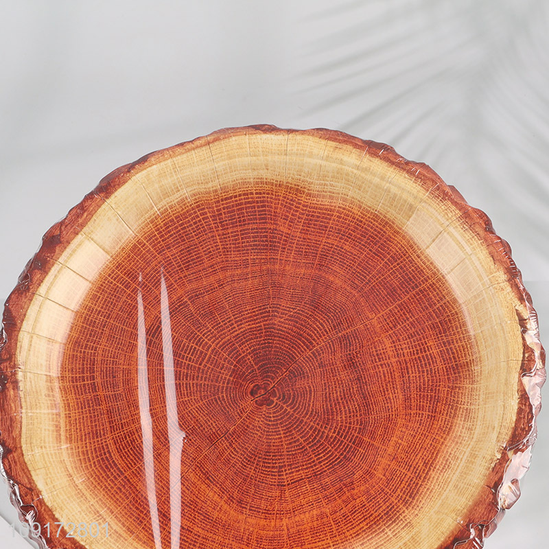 New Product 10 Pieces Wood Grain Slice Paper Plates Disposable Paper Cake Plates