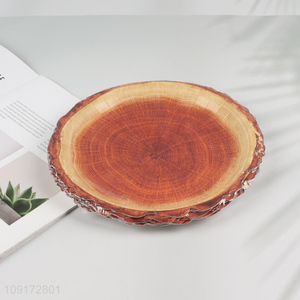 New Product 10 Pieces Wood Grain Slice Paper Plates Disposable Paper Cake Plates