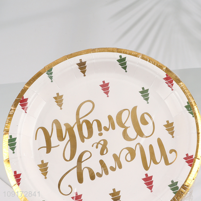 Factory Supply 20 Pieces Christmas Paper Plates Disposable Paper Desserts Plates