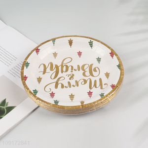 Factory Supply 20 Pieces Christmas Paper Plates Disposable Paper Desserts Plates