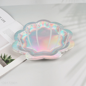 New Product 10 Pieces Seashell Paper Plates Disposable Plates Dinner Plates