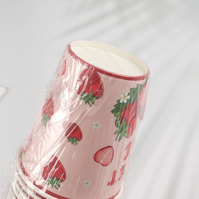 High Quality 15 Pieces Strawberry Paper Cups Disposable Paper Coffee Cups