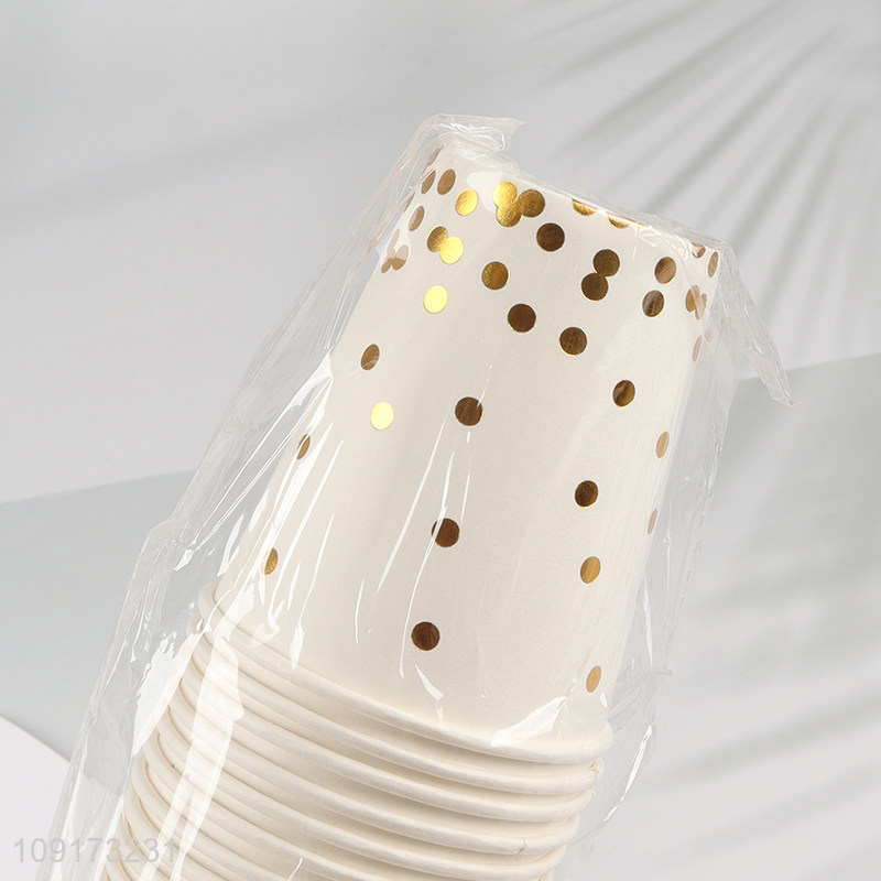 Factory Supply 24 Pieces Disposable Paper Cups Polka Dot Paper Coffee Cups