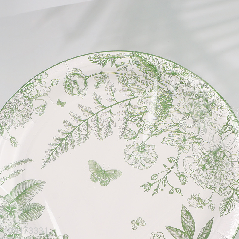 Factory Price 50 Pieces Disposable Greenery Paper Plates Paper Party Plates