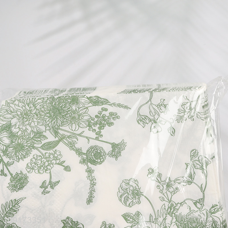 Wholesale 100 Pieces Disposable Greenery Paper Napkins Cocktail Napkins Party Supplies