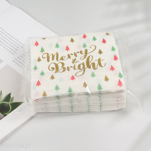 Factory Price 25 Pieces Christmas Cocktail Paper Napkins Disposable Paper Party Napkins