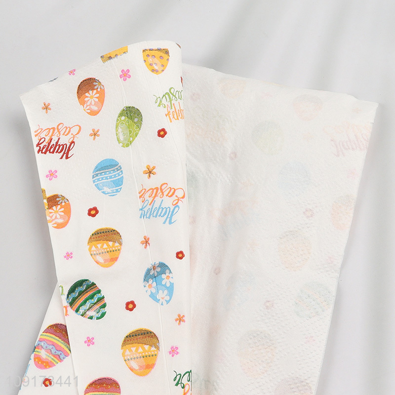 Factory Supply 50 Pieces Easter Eggs Paper Napkins Disposable Luncheon Napkins