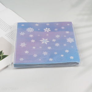 Hot Selling 20 Pieces Christmas Snowflake Napkins Disposable Paper Cocktail Napkins