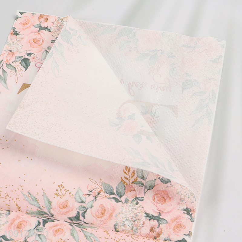 New Arrival 20 Pieces Baby Girl Shower Napkins Disposable Floral Paper Guest Napkins